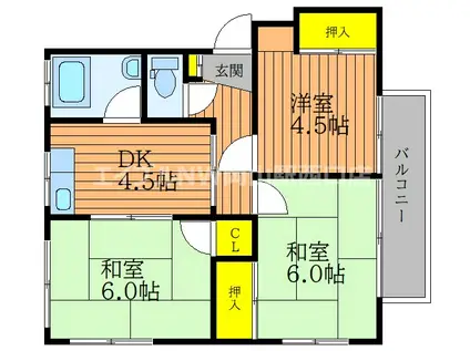 伊福サンコーポ(3DK/2階)の間取り写真