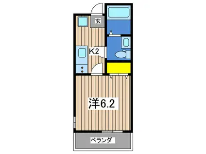 AMBITION永田北(1K/1階)の間取り写真