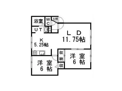 ハイセレール昭和(2LDK/1階)の間取り写真