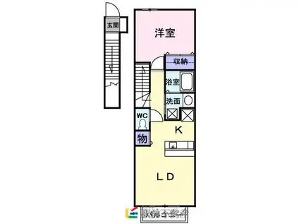 ルート3&カーサIII(1LDK/2階)の間取り写真