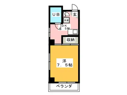 田島ビル(1DK/6階)の間取り写真