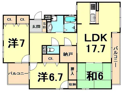 S・COURT夙川(3LDK/3階)の間取り写真