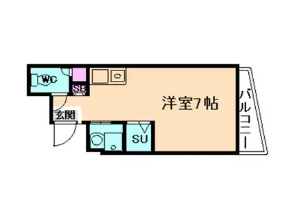 KOUMASTER NISHIKUJO(ワンルーム/4階)の間取り写真