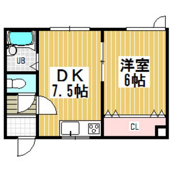 コーポあい(1DK/2階)の間取り写真