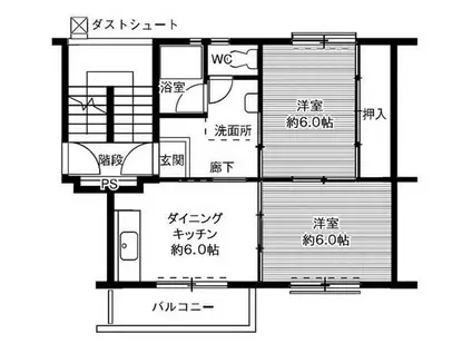 ビレッジハウス笹川7号棟(2DK/4階)の間取り写真