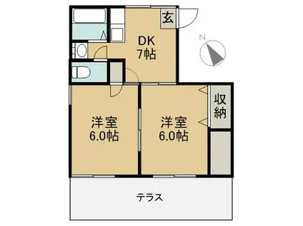 コーポ和(2DK/1階)の間取り写真
