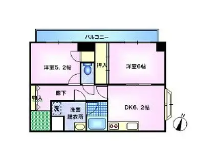 サンビューハイツ新宿(2DK/7階)の間取り写真