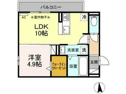 ペルショワール(1LDK/2階)の間取り写真