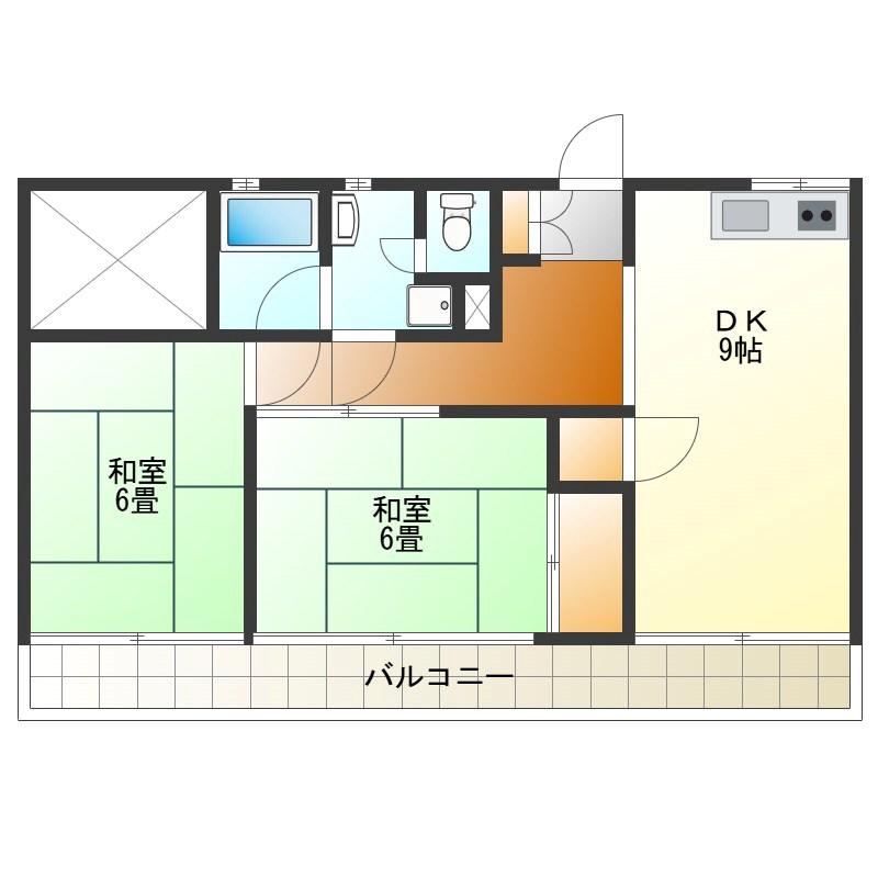 マンション結城(2DK/2階)の間取り写真