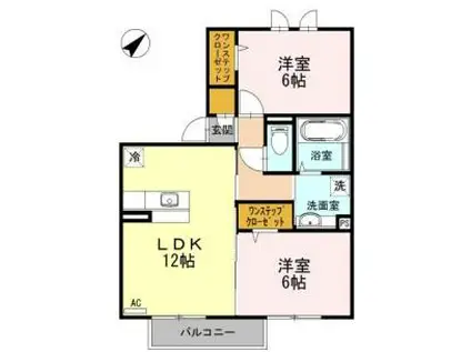 GARDENVILLA(2LDK/2階)の間取り写真