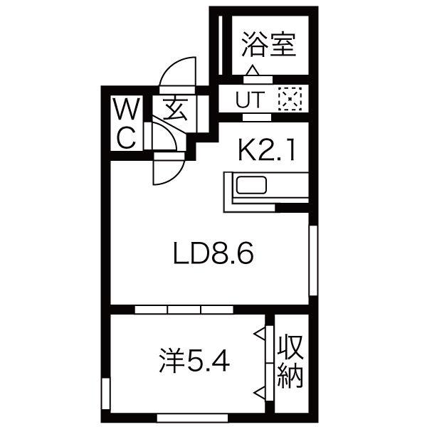 アルーア琴似(1LDK/2階)の間取り写真