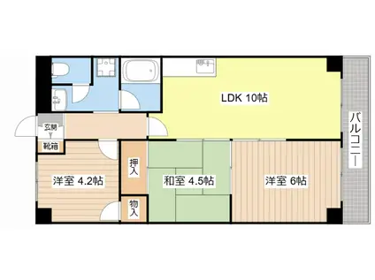 シャレー富士美台(3LDK/3階)の間取り写真