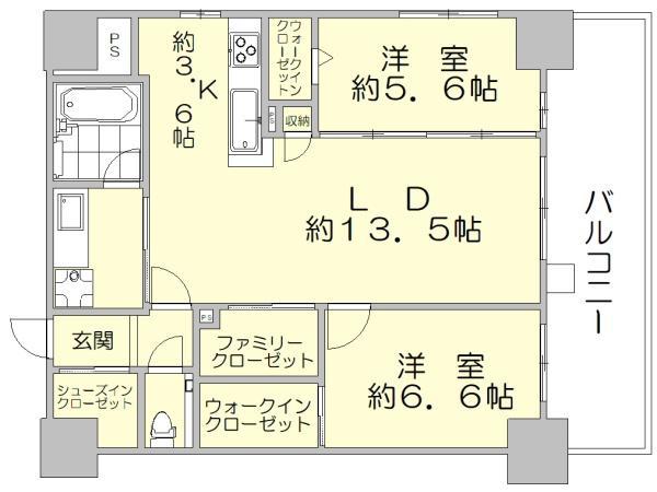 ゼクシオン博多(2LDK/8階)の間取り写真