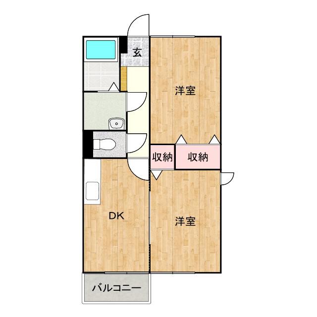 ベルシティ(2DK/2階)の間取り写真