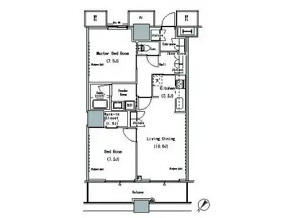 ザ 東京タワーズ ミッドタワー(2LDK/4階)の間取り写真