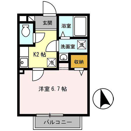 セルベイユIII(1K/2階)の間取り写真