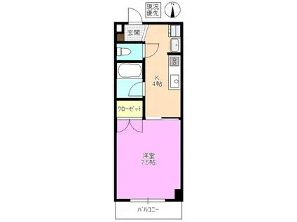 LON BLDG(1K/6階)の間取り写真