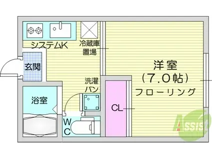 メゾン石名坂(1K/2階)の間取り写真