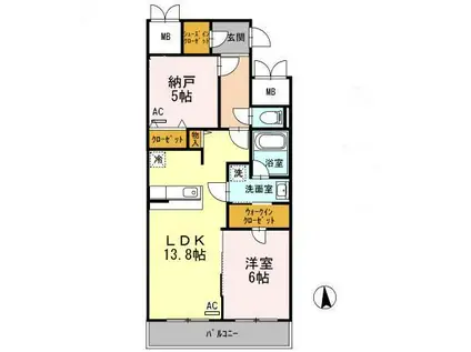 アン・ソレイユ(1SLDK/13階)の間取り写真