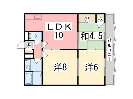 コーポエルム(3LDK/3階)の間取り写真