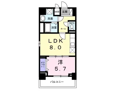 ココ クレメント II(1LDK/5階)の間取り写真