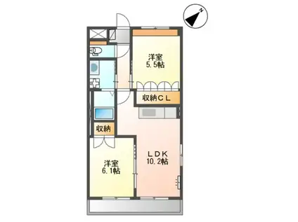 NEO HEIM おばさ(2LDK/2階)の間取り写真