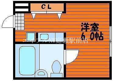 ラ・メール撫川(1K/2階)の間取り写真