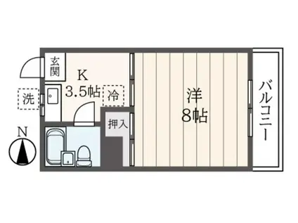 上原ビル(1K/1階)の間取り写真