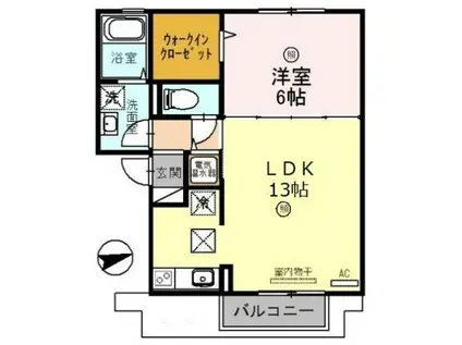 ラフィーネ林II(1LDK/1階)の間取り写真