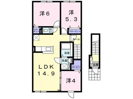 フィーリエ(3LDK/2階)の間取り写真