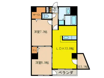 レジデンス岩島(2SLDK/2階)の間取り写真
