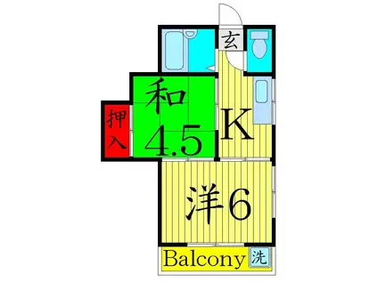 福永荘(2K/1階)の間取り写真