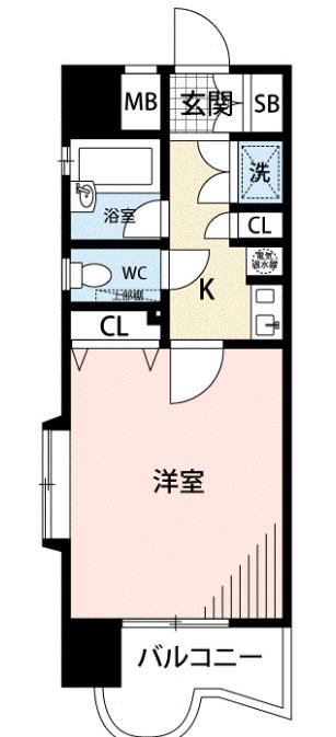 ダイナコート久留米本町(1K/13階)の間取り写真