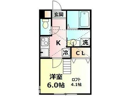 CASA ORISEI(1K/2階)の間取り写真