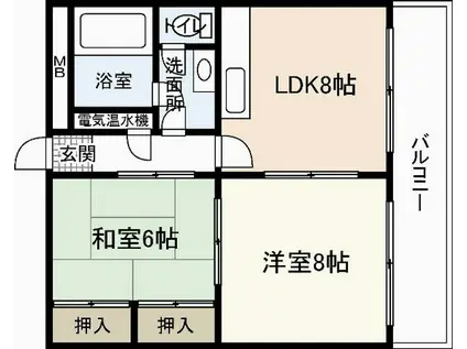 シャトー・ナカムラ(2DK/3階)の間取り写真