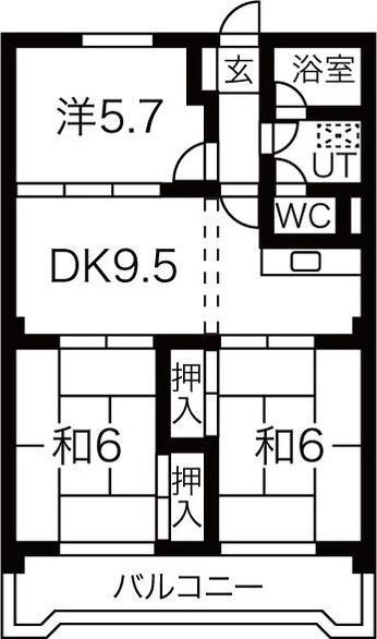 メゾンむつな(3DK/2階)の間取り写真