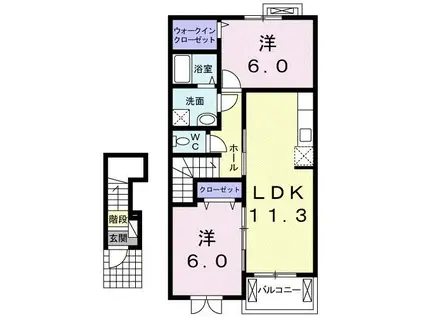ワイアンドエスA(2LDK/2階)の間取り写真