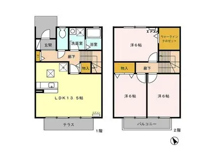 MAISON SYMPHONY B(3LDK/1階)の間取り写真