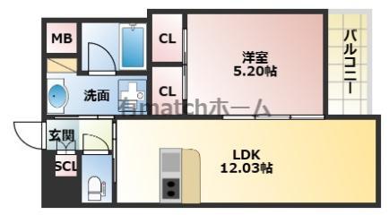 プレジオ長田(1LDK/4階)の間取り写真