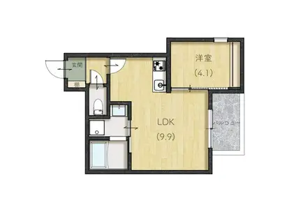 ＪＲ芸備線 三次駅 徒歩11分 3階建 築2年(1LDK/1階)の間取り写真