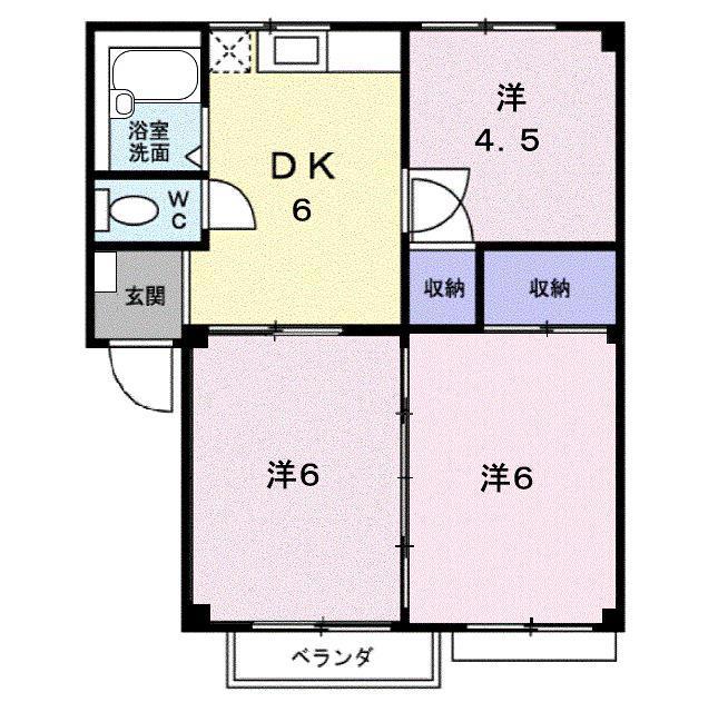 シティハイツむつみA(3DK/2階)の間取り写真