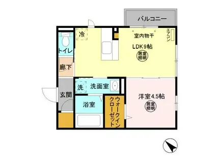 パークドオートムB棟(1LDK/3階)の間取り写真