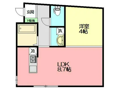 KEENβ(1LDK/1階)の間取り写真