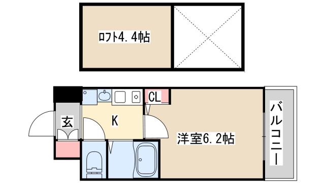 エステムコート三宮イーストポルトマーレ(1K/6階)の間取り写真