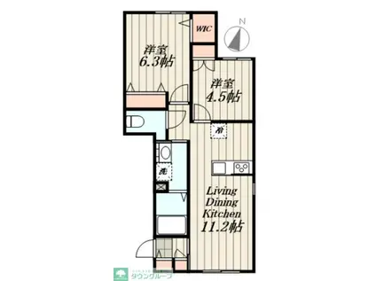 プレシディオ千川(2LDK/1階)の間取り写真