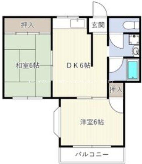 ビートル山本北C棟(2DK/3階)の間取り写真