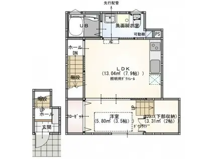 S.A.BOX寺家B棟(1LDK/2階)の間取り写真