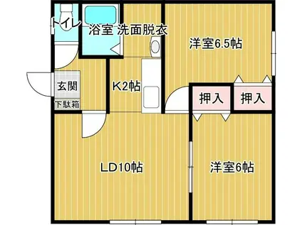 コーポ緑1号(2LDK/2階)の間取り写真
