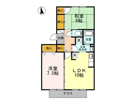 パインアベニューハイムA(2LDK/1階)の間取り写真