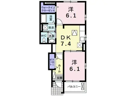 エアリーヒルV(2DK/1階)の間取り写真